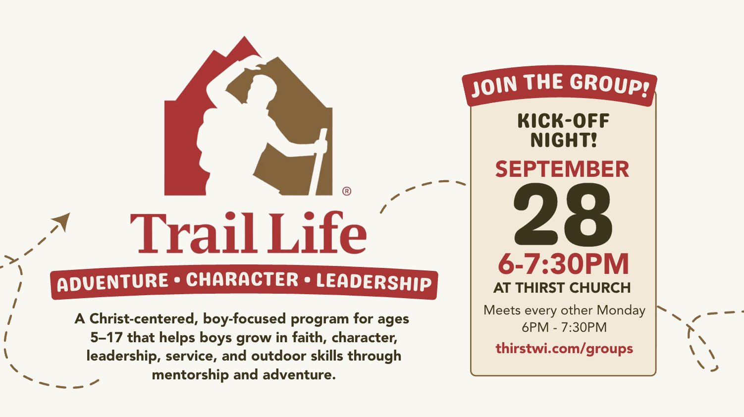 Trail Life | Kick Off Meeting | Monday, September 28 | 6-7:30 PM